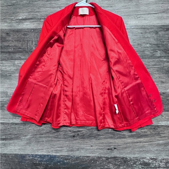 Pendleton Red Blazer Jacket with Red Blue Plaid Skirt Set 100% virgin wool - Picture 7 of 13